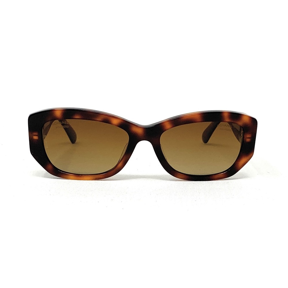CHANEL Women's POLARIZED Sunglasses CH5493A 1295/S9 Havana Gold Brown 55mm - Picture 3 of 6